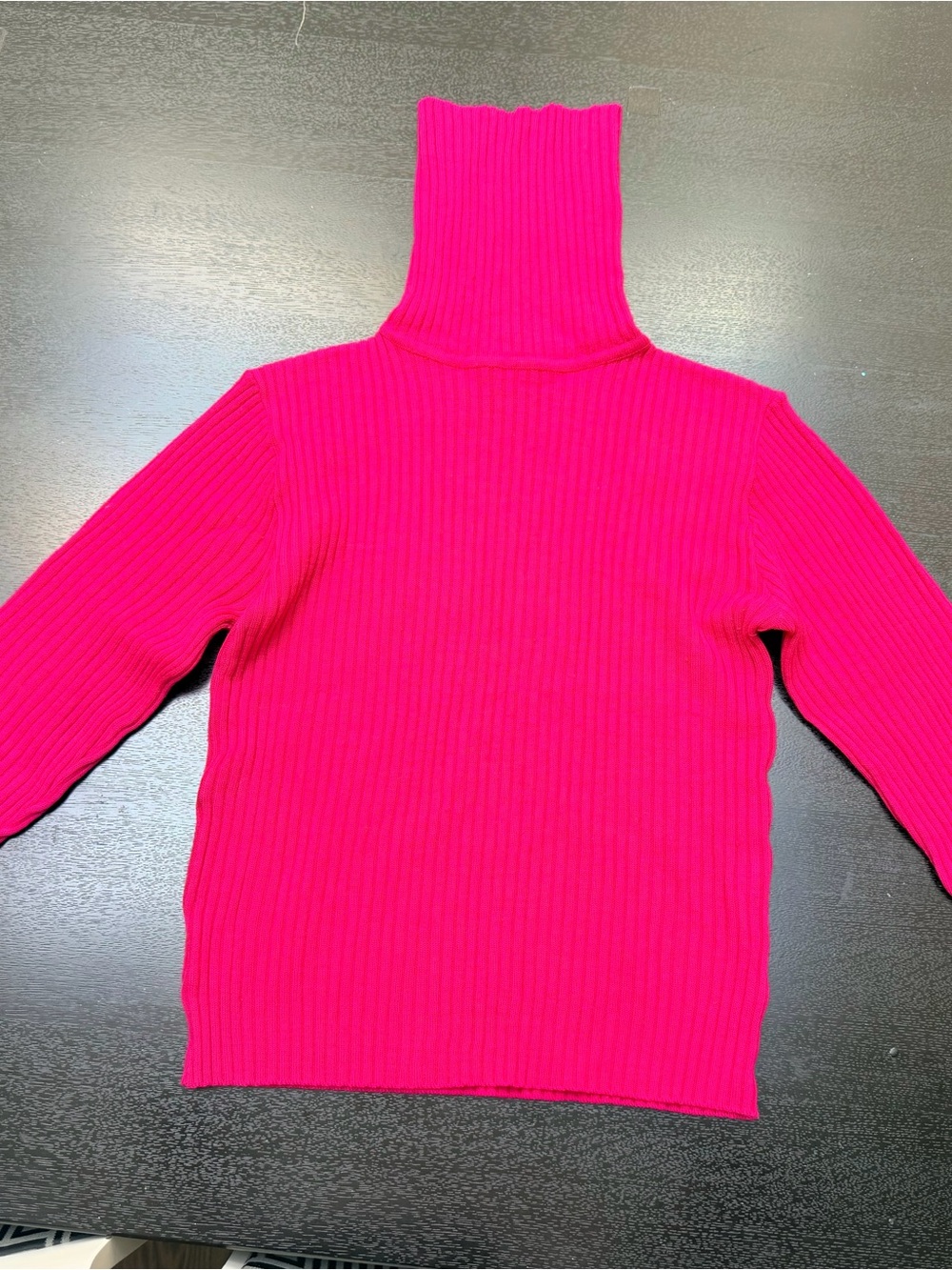 Wool Hot Pink Ribbed Turtleneck Sweater